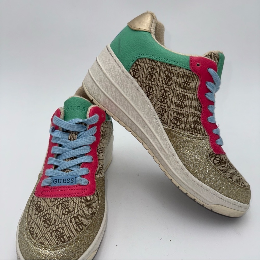 Guess Multicolor Logo Sneakers Sz 8 - Picture 8 of 9